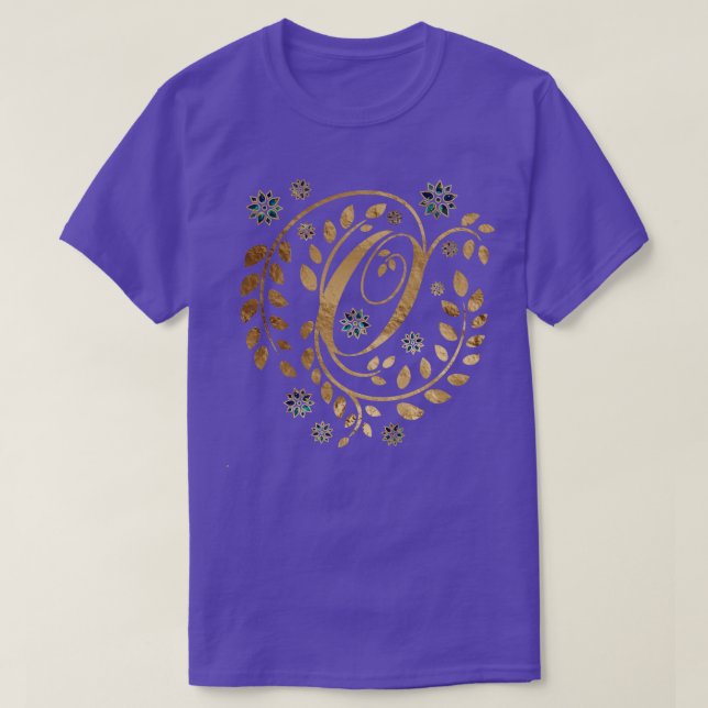 Luxury Golden Calligraphy Monogram med brev O T Shirt (Design framsida)