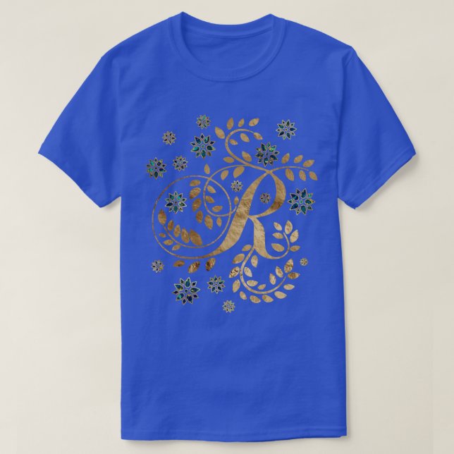 Luxury Golden Calligraphy Monogram med brev R T Shirt (Design framsida)