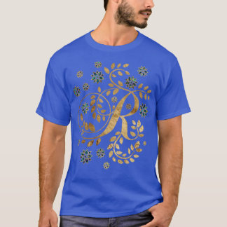 Luxury Golden Calligraphy Monogram med brev R T Shirt