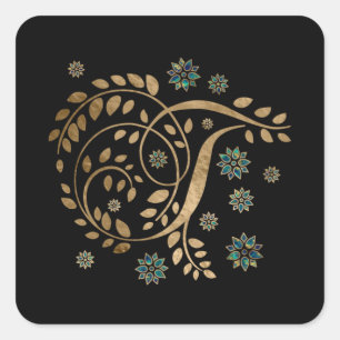 Luxury Golden Calligraphy Monogram med brev T Fyrkantigt Klistermärke