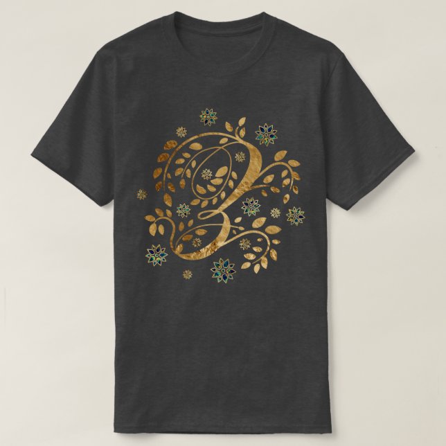 Luxury Golden Calligraphy Monogram med brev Z T Shirt (Design framsida)