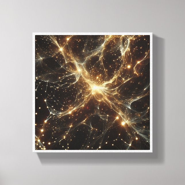 Luxury Golden Cosmic Network - Abstract Galaxy Neu Canvastryck (Framsida)