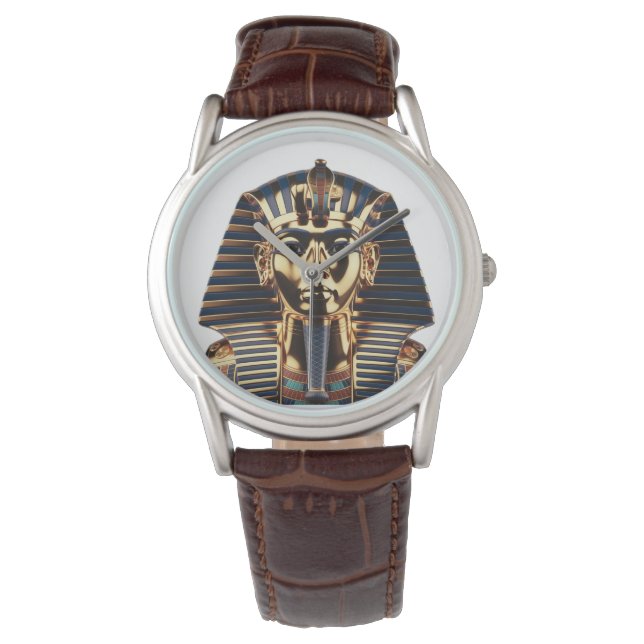 Luxury Golden Egyptian Mask Artwork Armbandsur (Framsida)