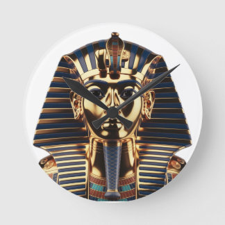 Luxury Golden Egyptian Mask Artwork Rund Klocka