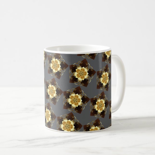 Luxury Golden Floral Mandala Ornamental Design Kaffemugg (Framsida höger)