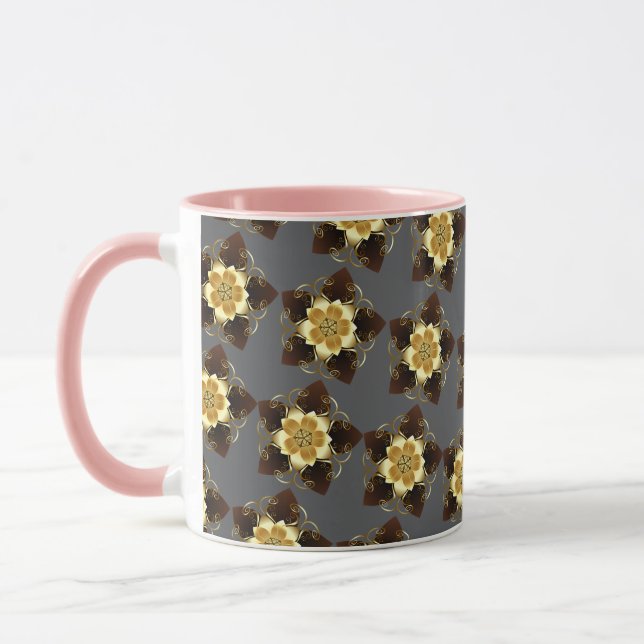 Luxury Golden Floral Mandala Ornamental Design Mugg (Vänster)