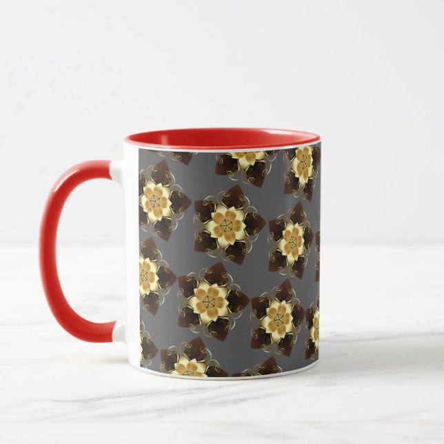 Luxury Golden Floral Mandala Ornamental Design Mugg (Vänster)
