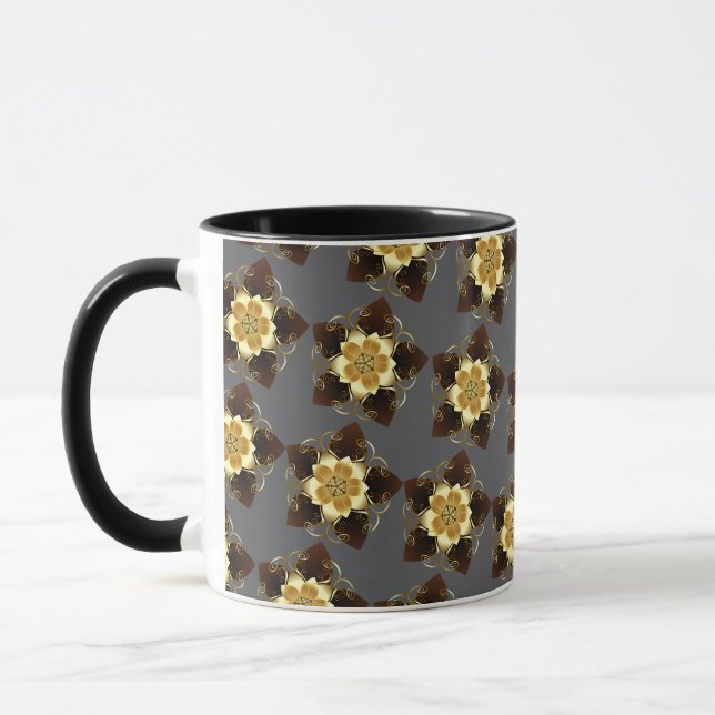 Luxury Golden Floral Mandala Ornamental Design Mugg (Vänster)