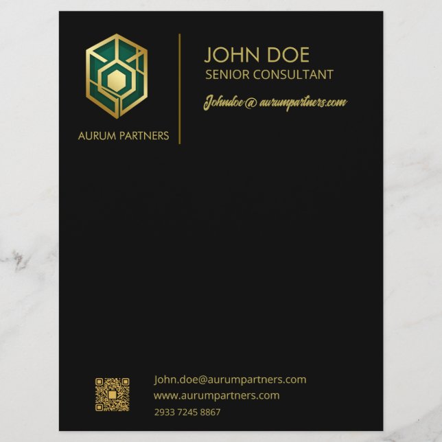 Luxury Golden Geometric Logo Black Presentation Fo Brevhuvud (Framsida)