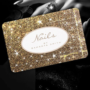 Luxury Golden Glitter Luminous Stars Elegant Nagel Visitkort