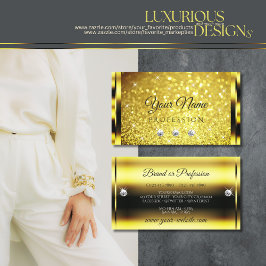 Luxury Golden Gnistra Gult Guld Glitter Diamonds Visitkort