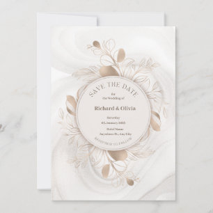 Luxury Golden Line Art Blommigt Ram Bröllop Invita Inbjudningar
