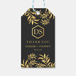 Luxury Golden Lövs Bröllop Tack Gift Märkres Presentetikett