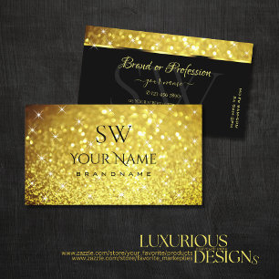 Luxury Golden Luminous Glitter Stars med Initialer Visitkort