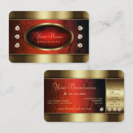 Luxury Golden med Red Marble Mönster och Diamonds Visitkort