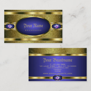Luxury Golden Mönster Blue med Faux Rhinestones Visitkort