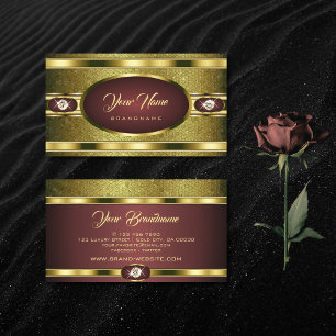Luxury Golden Mönster Burgundy med Faux Diamonds Visitkort