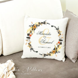 Luxury Golden Noir Bröllop Monogram Dekorativ kudd Kudde
