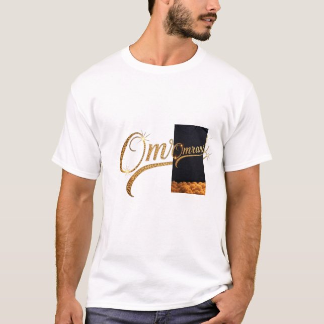 Luxury Golden "Omrani" Namn T-Shirt - Premium Stat (Framsida)