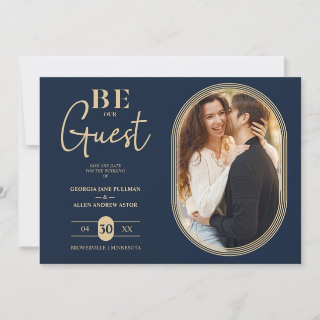 Luxury Golden Oval Ram Charming Photo Bröllop (Framsida)