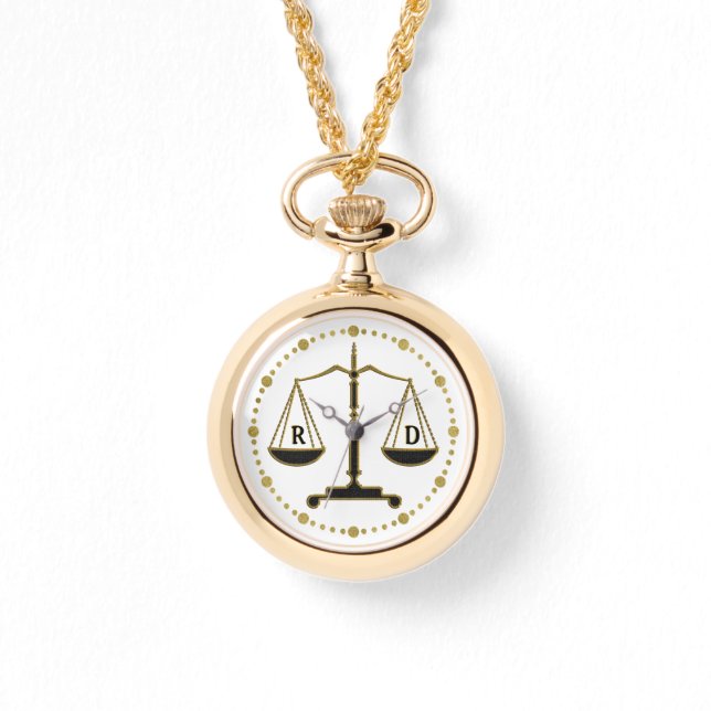 Luxury Golden Scales of Justice | Initialer-gåvor Armbandsur (Framsida)