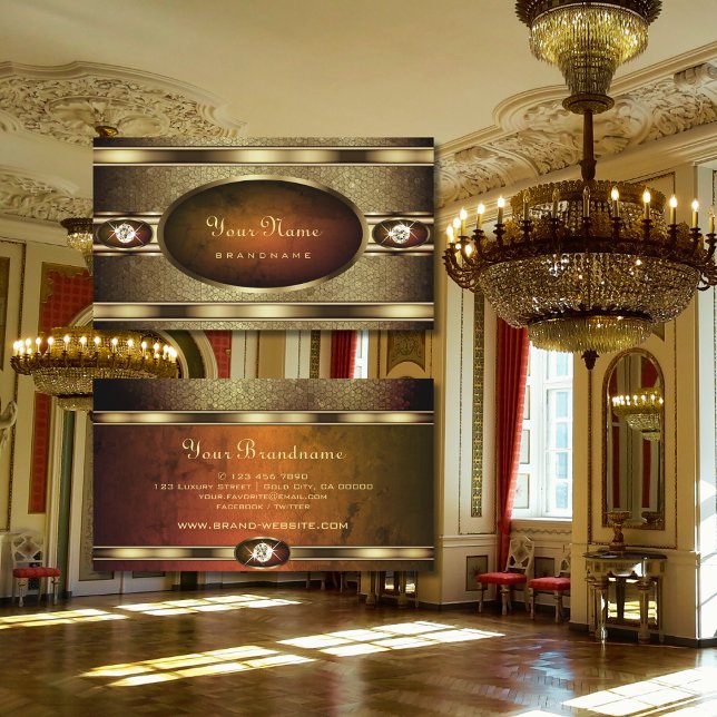 Luxury Golden Snake Mönster med Orange Marble Visitkort (Skapare uppladdad)