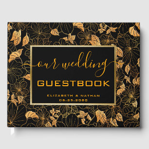 Luxury Gorgous Black & Guld Bröllop Guest Bok