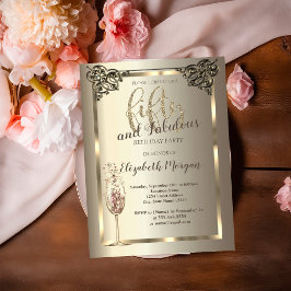 Luxury Gräns Champagne Glass 50:e födelsedagen Inbjudningar