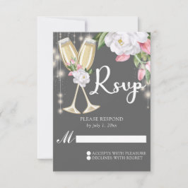 Luxury Grått Champagne Blommigt 30års födelsedag OSA Kort