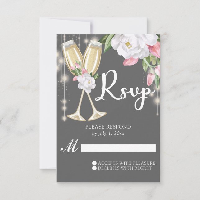 Luxury Grått Champagne Blommigt 30års födelsedag OSA Kort (Framsida)