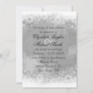 Luxury Grått Frosty Snowflake Winter Wedding Inbju Inbjudningar