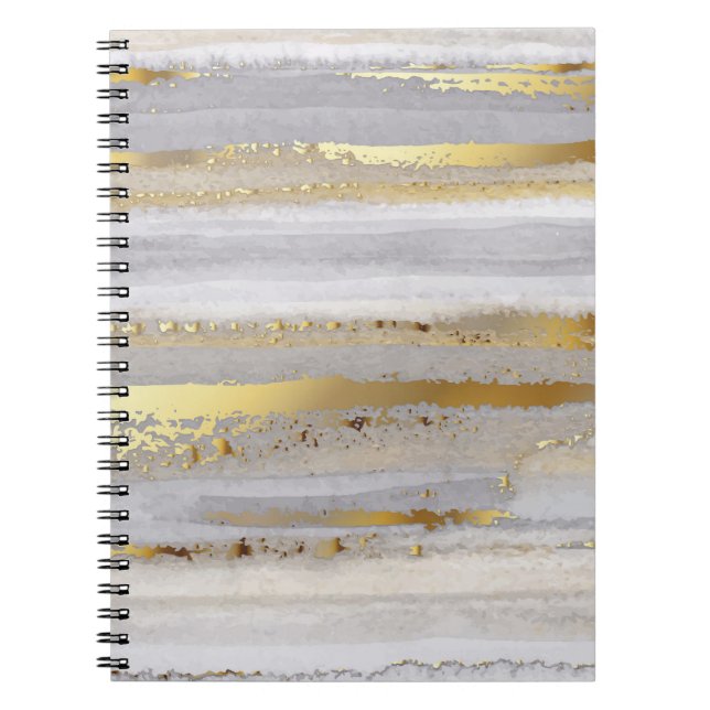 Luxury Grått Guld Watercolor Struktur Anteckningsbok (Framsidan)