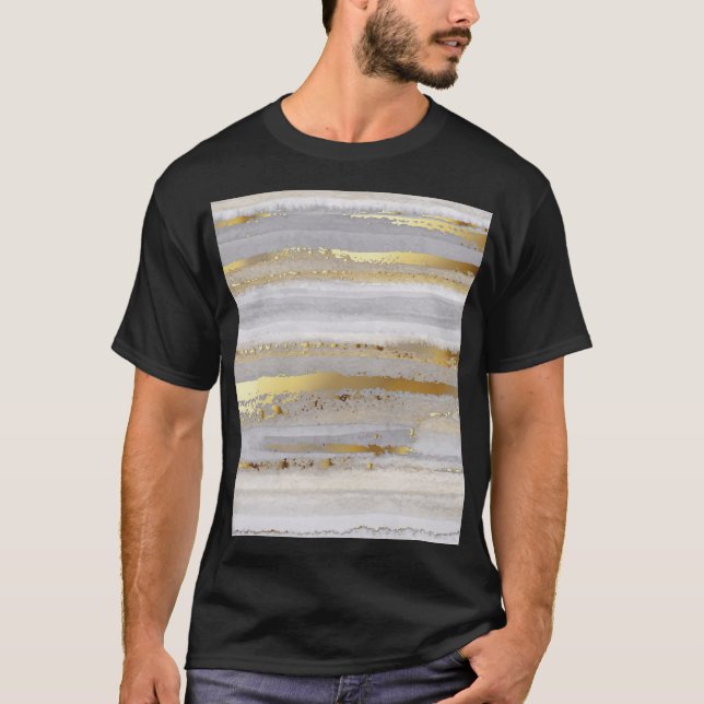 Luxury Grått Guld Watercolor Struktur T Shirt (Framsida)