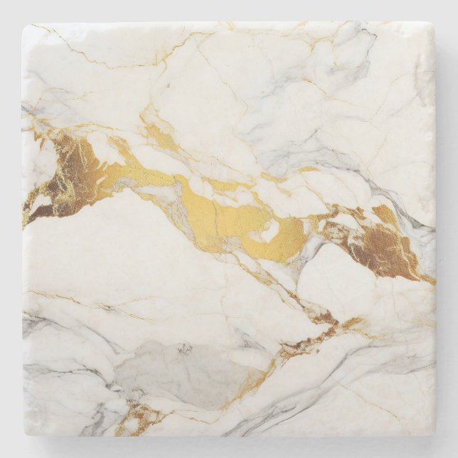 Luxury Grått och Guld Struktur White Marble Stenunderlägg (Framsidan)