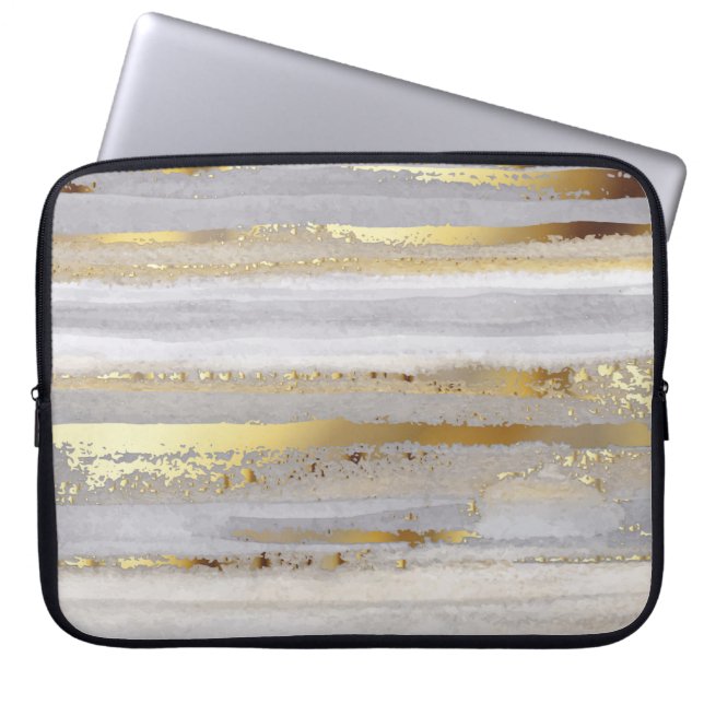 Luxury grått-vattenfärg och guld struktur laptop fodral (Framsidan)