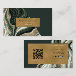 Luxury Green and Gold Marble Business Coach Card Visitkort