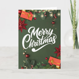 Luxury Green Christmas Card With Golden Accents Helgkort