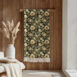 Luxury Green Gold Blanket Chic Pastel Foliage Art Fleecefilt