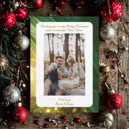 Luxury Green Plaid Portrait Photo Christmas Card Julkort