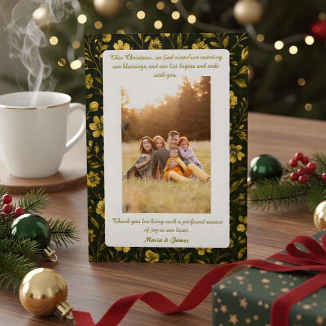 Luxury Green Plaid Portrait Photo Christmas Julkort (Skapare uppladdad)