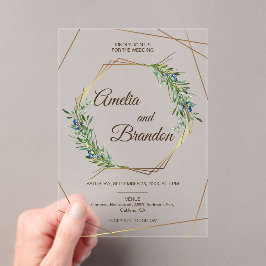 Luxury Greenery Berry Geometric Gold Wedding 