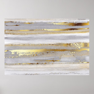 Luxury grey watercolor and gold texture poster