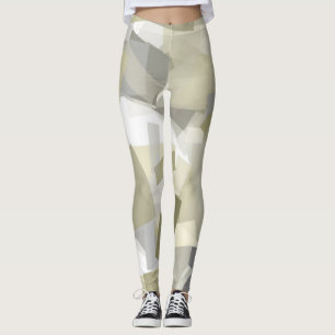Luxury Grönt Grått White Watercolor Abstrakt Art Leggings