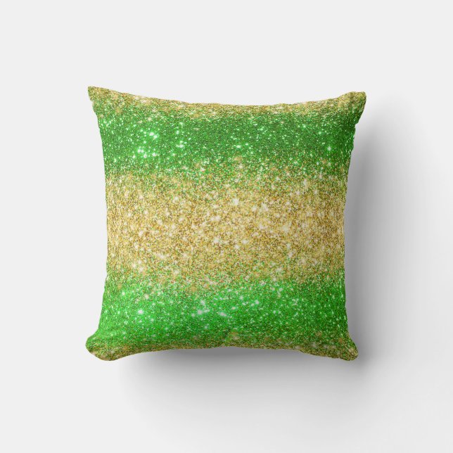 Luxury Grönt Guld Glitter Kudde (Framsida)