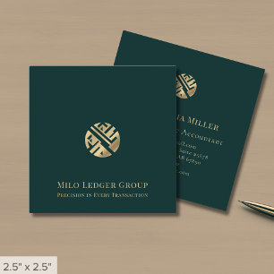 Luxury Grönt Guld Logotyp Fyrkantigt Visitkort
