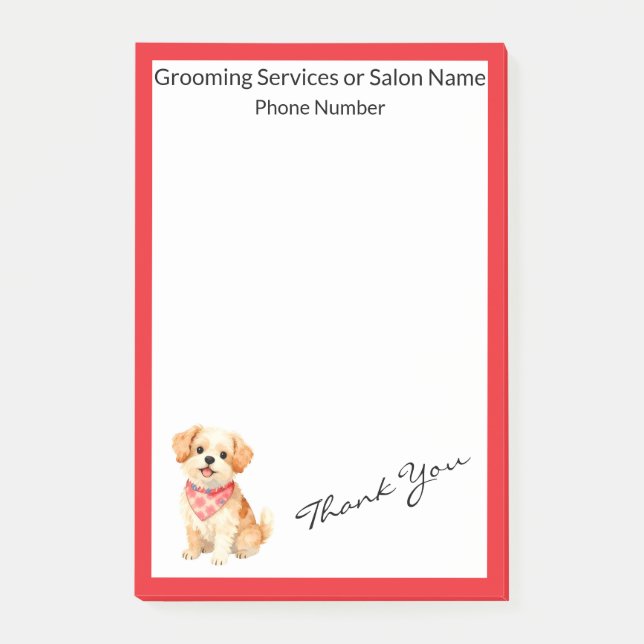 Luxury Grooming Pet Personalized Modern Collection Post-it Block (Framsida)