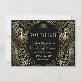 Luxury Guld Art Deco Peacocks sparar datumet Spara Datumet