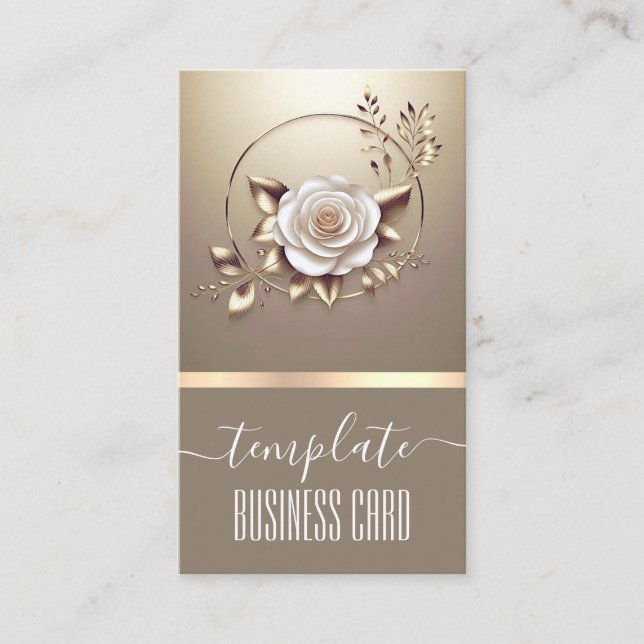 Luxury Guld Beige Blommigt Calligraphy Söt WAN Visitkort (Framsida)