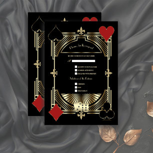 Luxury Guld Black Art Deco Roaring 20:e Bröllop OSA Kort