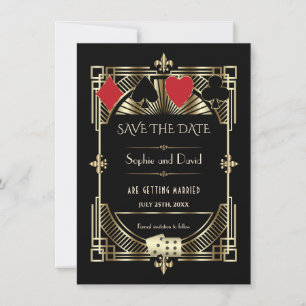 Luxury Guld Black Art Deco Roaring 20:e Bröllop Spara Datumet